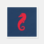 Blaues und rotes Seepferd Serviette (Vorderseite)