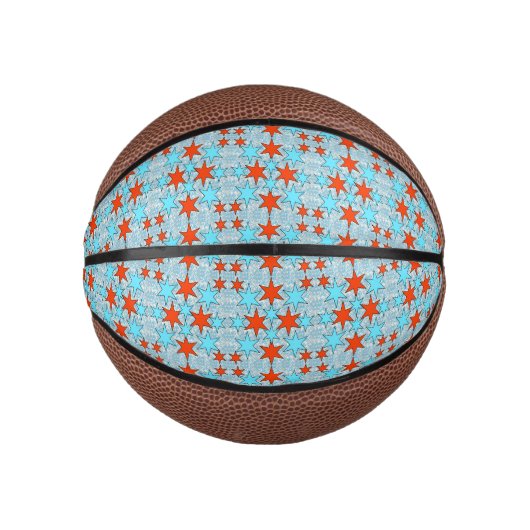 Blaues und rotes Sternmuster Mini Basketball (Vorderseite)