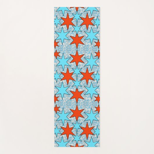 Blaues und rotes Sternmuster Yogamatte (Vorderseite)