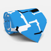 Blaues und Schwarz-weißes Abstraktes Muster Krawatte (Gerollt)