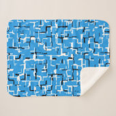 Blaues und Schwarz-weißes Abstraktes Muster Sherpadecke (Vorderseite (Horizontal))