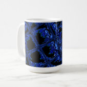 Blaues und schwarzes Blockdesign Kaffeetasse (Vorderseite Links)
