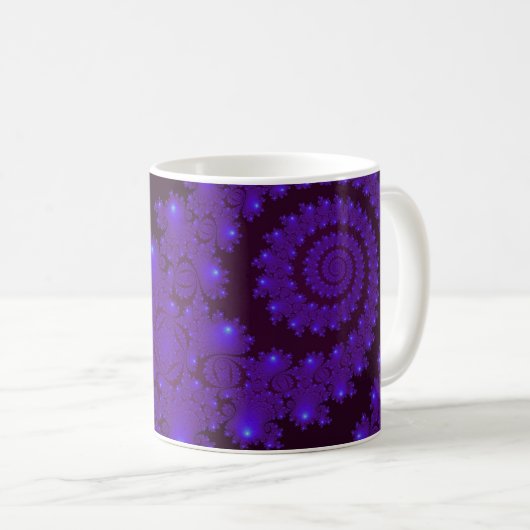 Blaues und schwarzes gewundenes Fraktal Kaffeetasse (VorderseiteRechts)