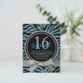 Blaues und schwarzes Party des Einladung (Stehend Vorderseite)