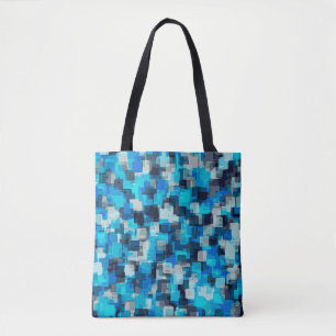blaues und schwarzes quadratisches Muster abstrakt Tasche