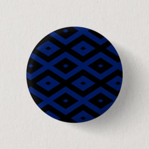 Blaues und schwarzes Rautenmuster Button