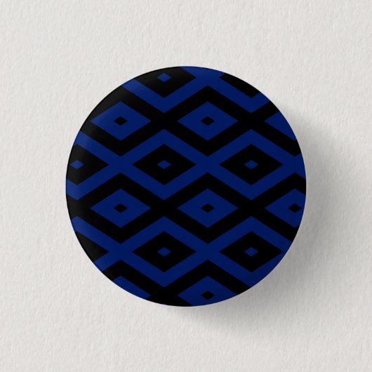 Blaues und schwarzes Rautenmuster Button (Vorderseite)
