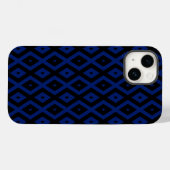 Blaues und schwarzes Rautenmuster Case-Mate iPhone Hülle (Rückseite (Horizontal))