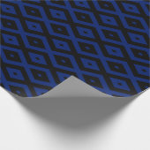 Blaues und schwarzes Rautenmuster Geschenkpapier (Ecke)