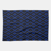 Blaues und schwarzes Rautenmuster Geschirrtuch (Horizontal)