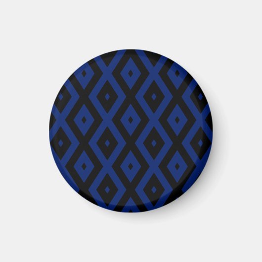 Blaues und schwarzes Rautenmuster Magnet (Vorne)
