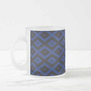 Blaues und schwarzes Rautenmuster Mattglastasse