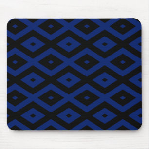 Blaues und schwarzes Rautenmuster Mousepad