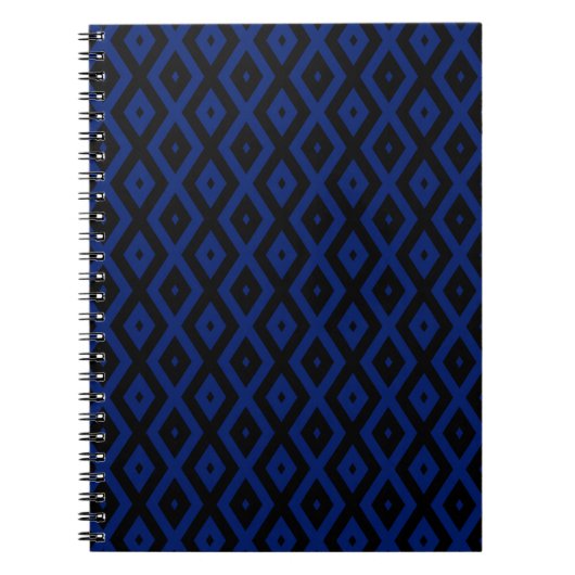 Blaues und schwarzes Rautenmuster Notizblock (Vorderseite)