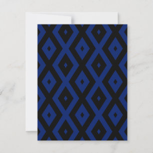 Blaues und schwarzes Rautenmuster RSVP Karte