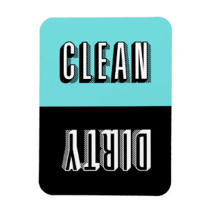 Blaues und schwarzes Retro-Typografie-Geschirrspül Magnet