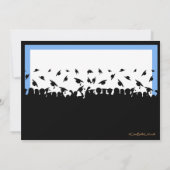 Blaues und schwarzes Silhouette-Abschluss-Party Einladung (Rückseite)