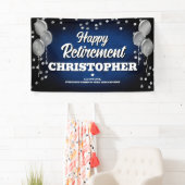 Blaues und silbernes Glücklicher Ruhestand Banner (Insitu)