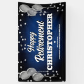 Blaues und silbernes Glücklicher Ruhestand Banner (Vertikal)
