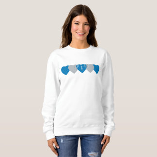 Blaues und silbernes Herz Football Sweatshirt