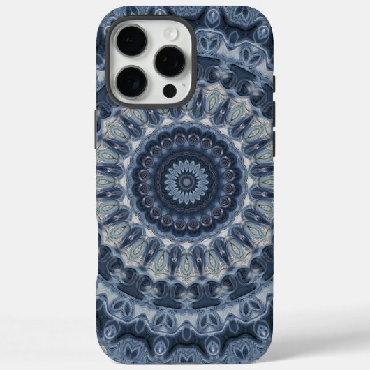 Blaues und silbernes Mandala-Musterdesign Case-Mate iPhone Hülle (Rückseite)