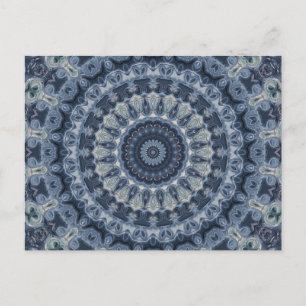 Blaues und silbernes Mandala-Musterdesign Postkarte