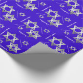 Blaues und silbernes Schläger/Bar Mitzvah Geschenkpapier (Ecke)