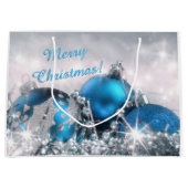 Blaues und silbernes Weihnachtsgroße Große Geschenktüte (Vorderseite)