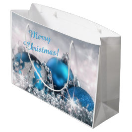 Blaues und silbernes Weihnachtsgroße Große Geschenktüte