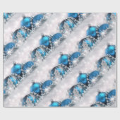 Blaues und silbernes WeihnachtsPackpapier Geschenkpapier (Flach)