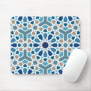 Blaues und Taupe-Marokkanisches geometrisches Mosa Mousepad