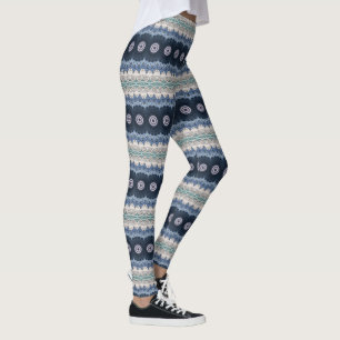 Blaues und Türkises Mandala mit geometrischer Symm Leggings