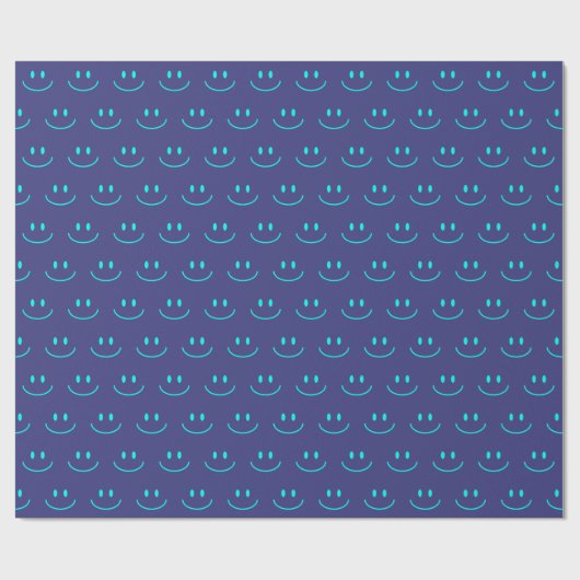 Blaues und türkisfarbenes Lächeln - Musterpapier Geschenkpapier (Flach)