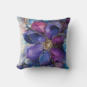 Blaues und violettes Buntglas Kissen