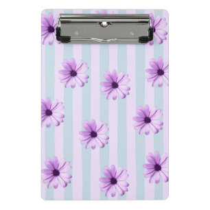 Blaues und violettes Gänseblümchenmuster Mini Klemmbrett