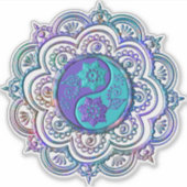 Blaues und violettes Mandala Aufkleber (Vorderseite)