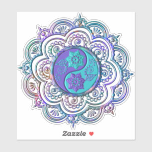 Blaues und violettes Mandala Aufkleber