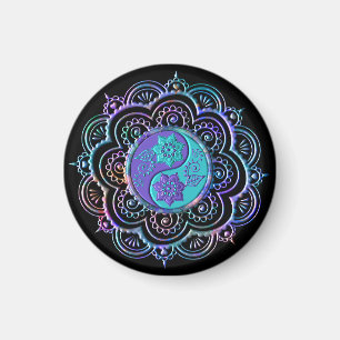 Blaues und violettes Mandala Magnet