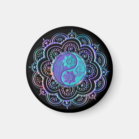 Blaues und violettes Mandala Magnet (Vorne)