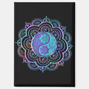 Blaues und violettes Mandala Magnet