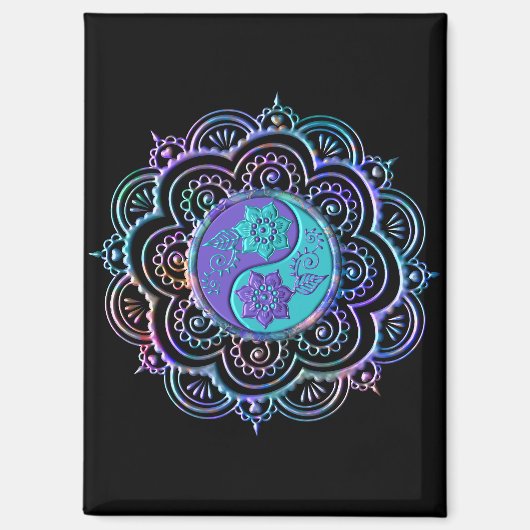 Blaues und violettes Mandala Magnet (Vorderseite)