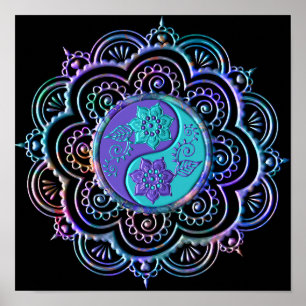 Blaues und violettes Mandala Poster