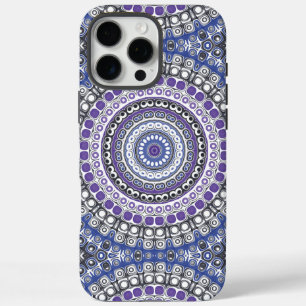 Blaues und violettes mandalaartiges geometrisches  iPhone 16 pro max hülle