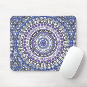Blaues und violettes mandalaartiges geometrisches mousepad