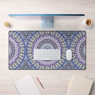Blaues und violettes mandalaartiges geometrisches  schreibtischunterlage