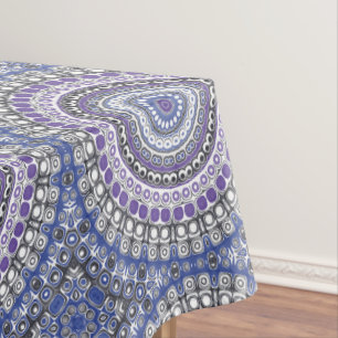Blaues und violettes mandalaartiges geometrisches tischdecke