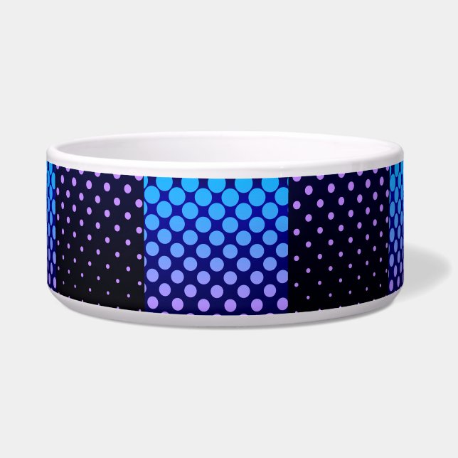 Blaues und violettes Retro-Halfton-Muster Napf (Vorderseite)