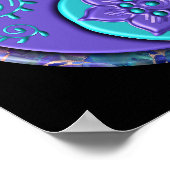 Blaues und violettes Yin Yang Poster (Ecke)
