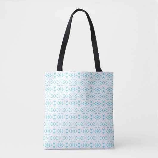 Blaues und weißes Abstrakt geometrisches Deko Lace Tasche (Vorderseite)