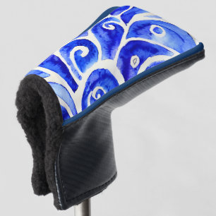 Blaues und weißes Abstraktes Muster für die Curry- Golf Headcover